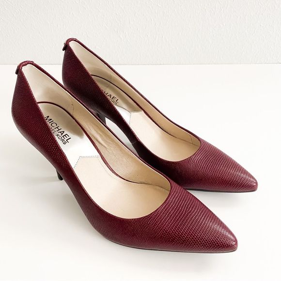 MICHAEL Michael Kors Shoes - MICHAEL Michael Kors FLEX Mid Leather Pump Bordeaux Size 9